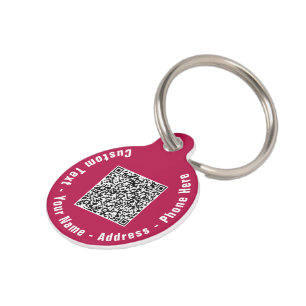 Your Logo or Photo Text QR Code Pet ID Tag Example