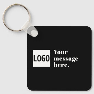 Your Logo or Uploaded Image & Editable Retro Text Keychain