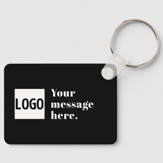 Your Logo or Uploaded Image & Editable Retro Text Keychain (Front)
