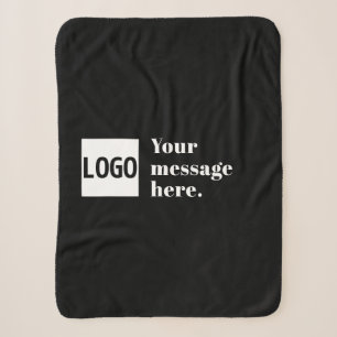 Your Logo or Uploaded Image & Editable Retro Text Sherpa Blanket