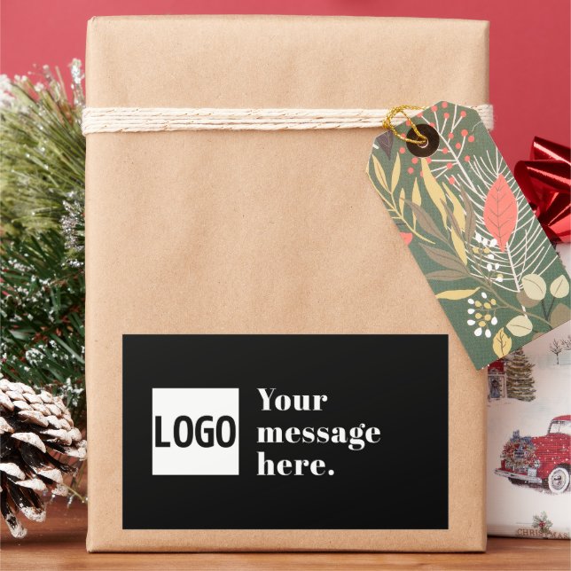 Your Logo or Uploaded Image & Editable Retro Text Sticker (Holiday)