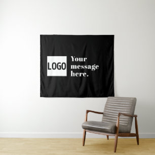 Your Logo or Uploaded Image & Editable Retro Text Tapestry