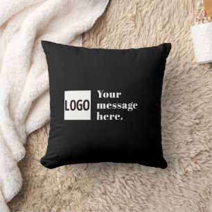 Your Logo or Uploaded Image & Editable Retro Text Throw Pillow