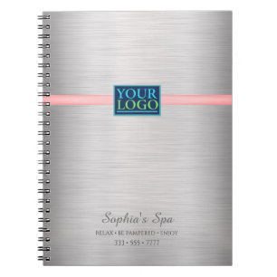 Your Logo, Promote Business, Brushed Gold & Pink Notebook