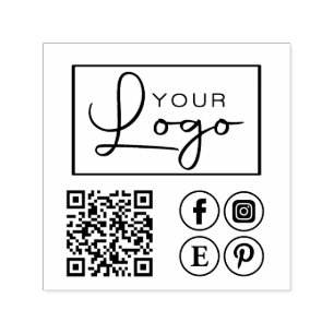 Your Logo QR Code Custom Social Media Business  Self-inking Stamp