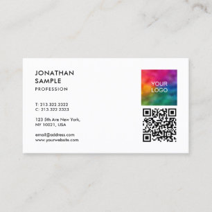 Your Logo QR Code Modern Elegant Professional Business Card