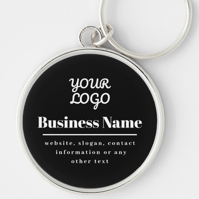 Your Logo Retro-Modern Black & White Keychain (Front)