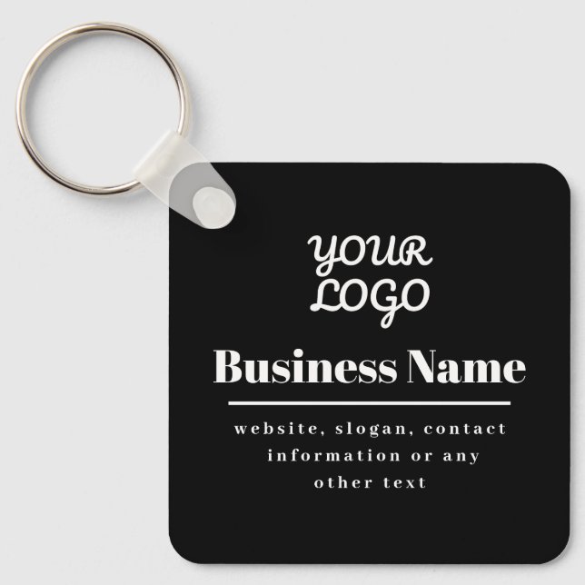 Your Logo Retro-Modern Black & White Keychain (Front)