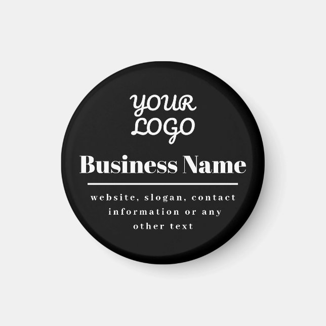 Your Logo Retro-Modern Black & White Magnet (Front)