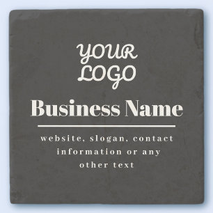 Your Logo Retro-Modern Black & White Stone Coaster