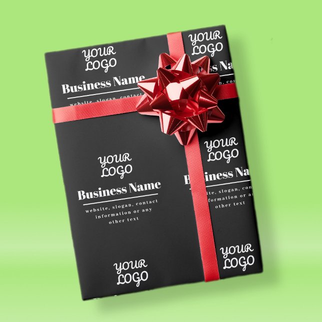 Your Logo Retro-Modern Black & White Wrapping Paper (Creator Uploaded)