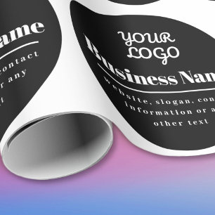Your Logo Retro-Modern Black & White Wrapping Paper