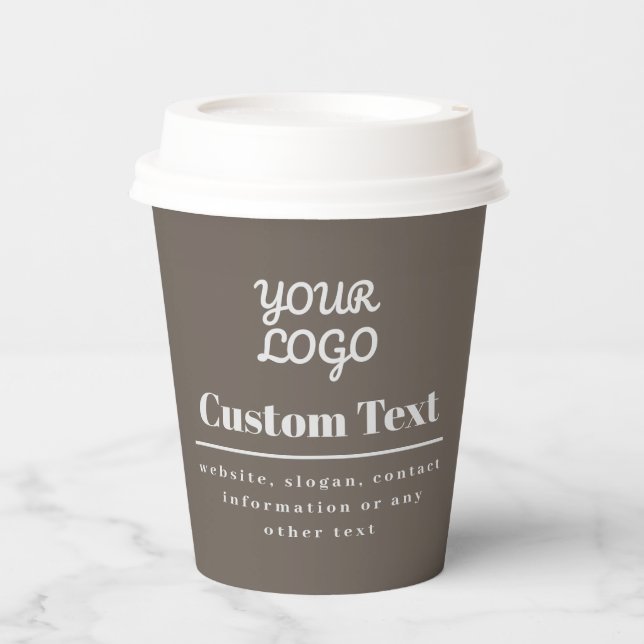 Your Logo Retro-Modern Modern Beige & Light Grey Paper Cups (Front)