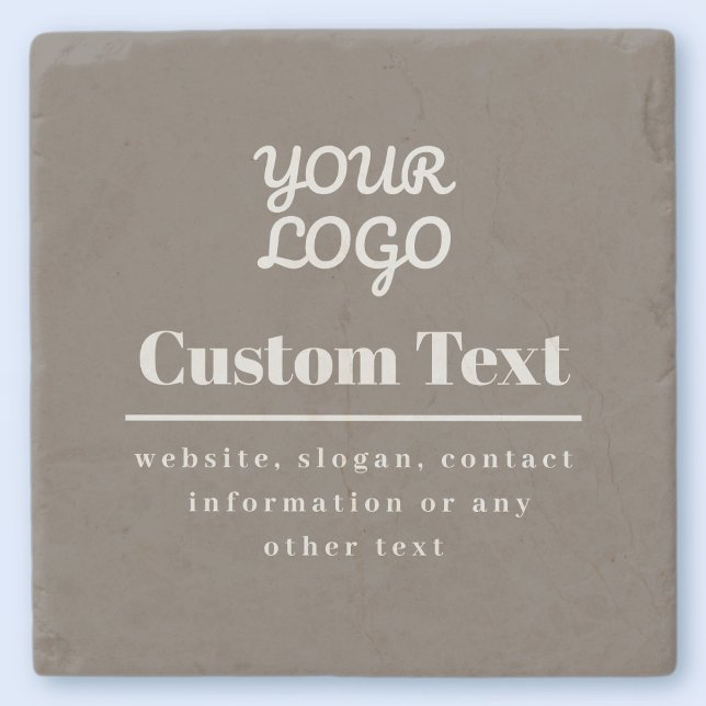 Your Logo Retro-Modern Modern Beige & Light Grey Stone Coaster (Creator Uploaded)