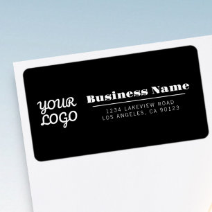 Your Logo Retro-Modern Style Black Return Address Label