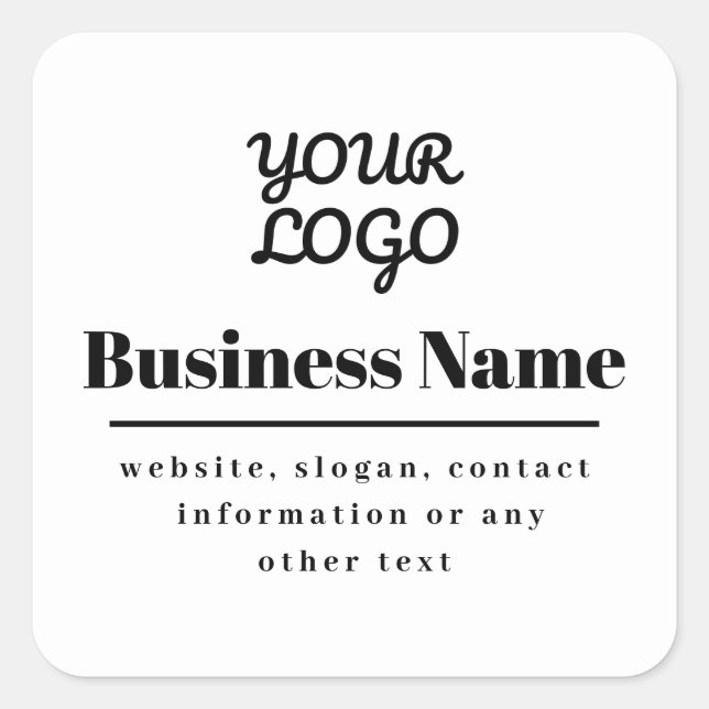 Your Logo Retro-Modern White & Black Square Sticker (Front)
