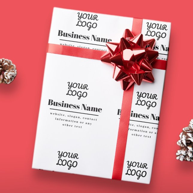 Your Logo Retro-Modern White & Black Wrapping Paper (Creator Uploaded)
