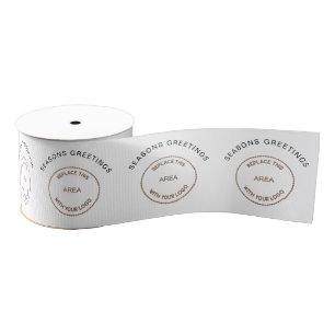Your Logo Seasons Greetings Corporate Christmas Grosgrain Ribbon