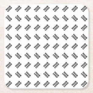Your Logo   Simple Alternating Repeating Pattern Square Paper Coaster