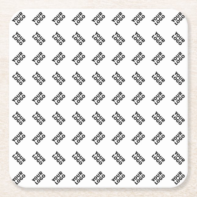 Your Logo | Simple Alternating Repeating Pattern Square Paper Coaster (Front)