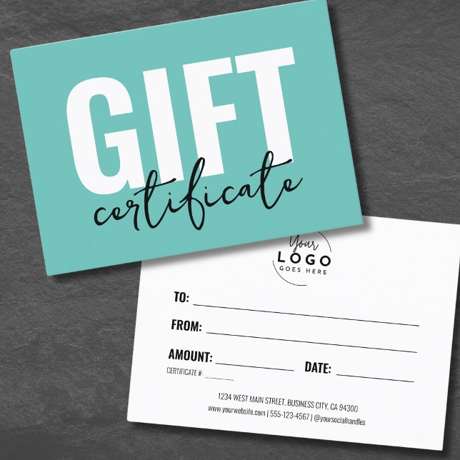Your Logo Simple Minimal Business Gift Certificate (Your Logo Chic Minimal Business Gift Certificate)