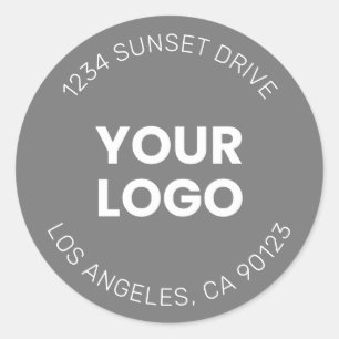 Your Logo   Simple Modern Grey & White Classic Round Sticker