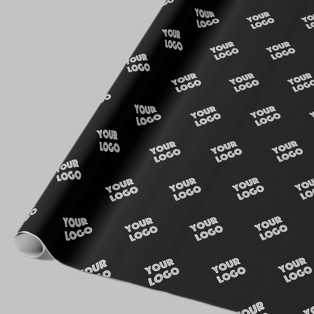 Your Logo | Simple Modern Repeating Diagonal Logo Wrapping Paper (Creator Uploaded)