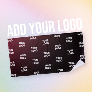 Your Logo Simple Repeating Logo Black Beach Towel