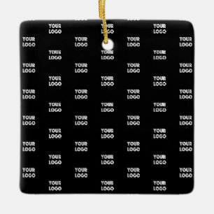 Your Logo Simple Repeating Logo   Black Ceramic Ornament