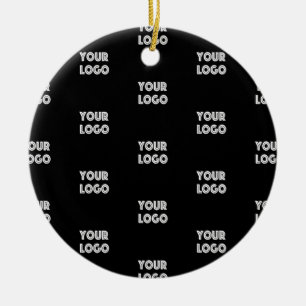 Your Logo Simple Repeating Logo Black Ceramic Ornament