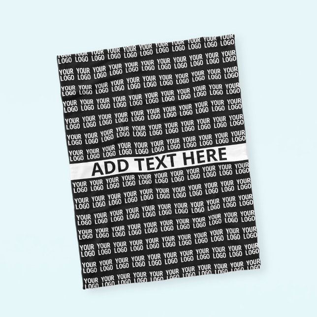 Your Logo Simple Repeating Logo | Black Fleece Blanket (Creator Uploaded)