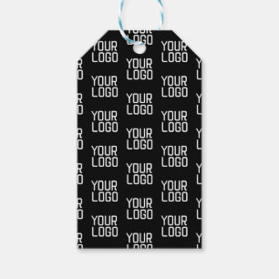 Your Logo Simple Repeating Logo   Black Gift Tags