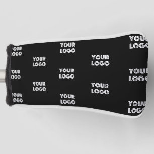 Your Logo Simple Repeating Logo   Black Golf Head Cover