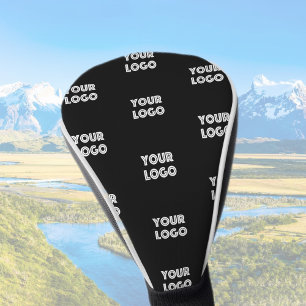Your Logo Simple Repeating Logo   Black Golf Head Cover
