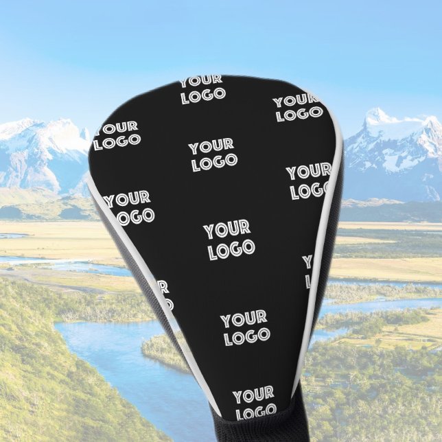 Your Logo Simple Repeating Logo | Black Golf Head Cover (Creator Uploaded)