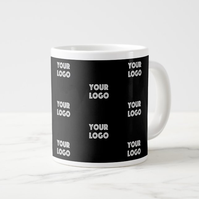 Your Logo Simple Repeating Logo | Black Large Coffee Mug (Front Right)