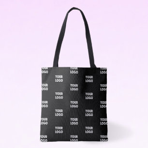 Your Logo Simple Repeating Logo   Black Tote Bag
