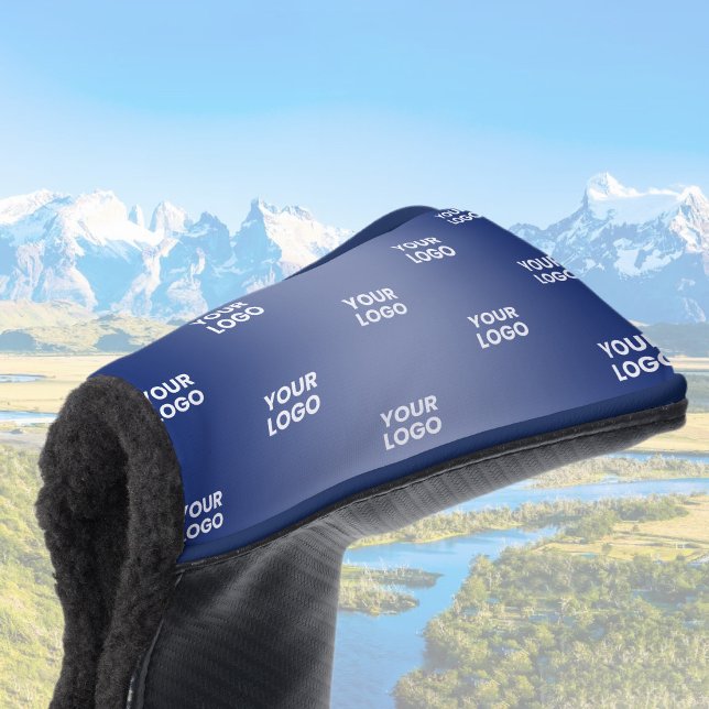 Your Logo Simple Repeating Logo Navy Blue Gradient Golf Head Cover (Creator Uploaded)
