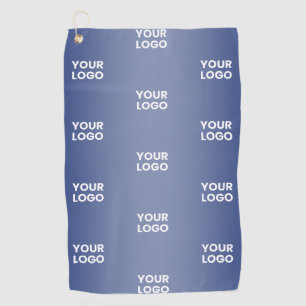 Your Logo Simple Repeating Logo Navy Blue Gradient Golf Towel