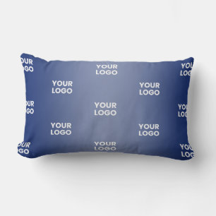 Your Logo Simple Repeating Logo Navy Blue Gradient Lumbar Pillow