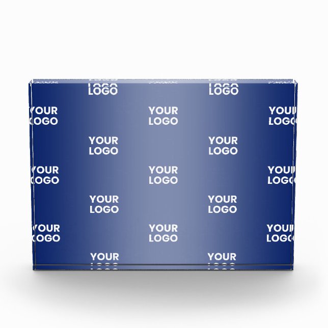 Your Logo Simple Repeating Logo Navy Blue Gradient Photo Block (Front)