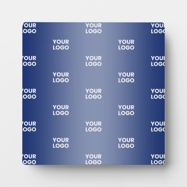Your Logo Simple Repeating Logo Navy Blue Gradient Plaque (Front)