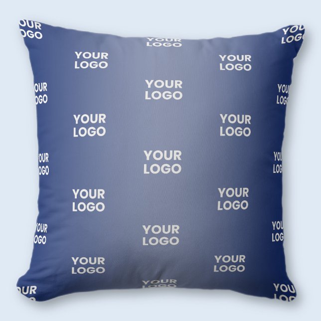 Your Logo Simple Repeating Logo Navy Blue Gradient Throw Pillow (Creator Uploaded)