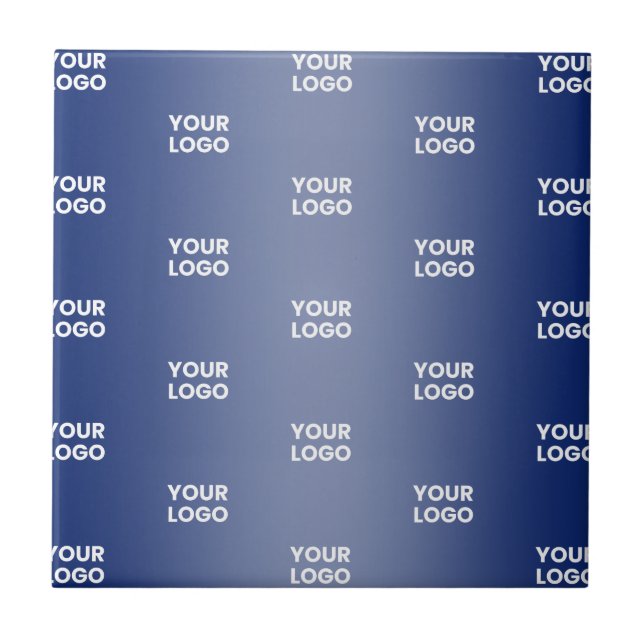 Your Logo Simple Repeating Logo Navy Blue Gradient Tile (Front)