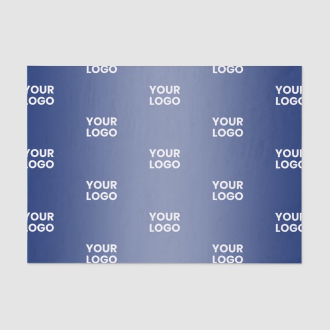 Your Logo Simple Repeating Logo Navy Blue Gradient Tissue Paper (Front)