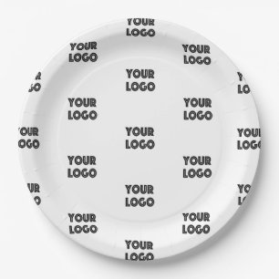 Your Logo Simple Repeating Logo Paper Plate