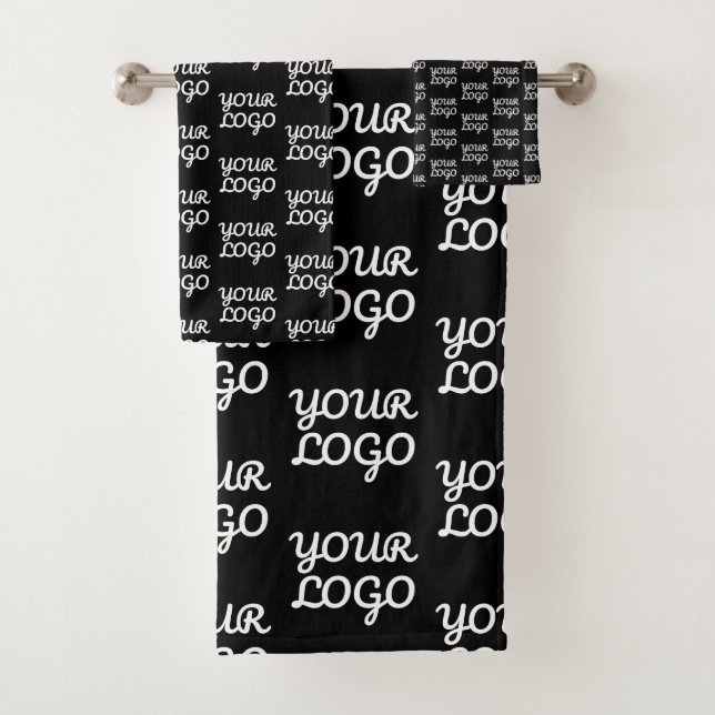 Your Logo | Simple Repeating Logo Pattern  Bath Towel Set (Insitu)