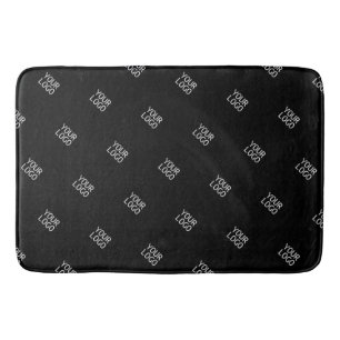 Your Logo Simple Repeating Logo Pattern   Black Bath Mat