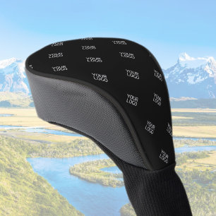 Your Logo Simple Repeating Logo Pattern Black Golf Head Cover