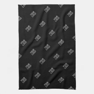 Your Logo Simple Repeating Logo Pattern   Black Kitchen Towel